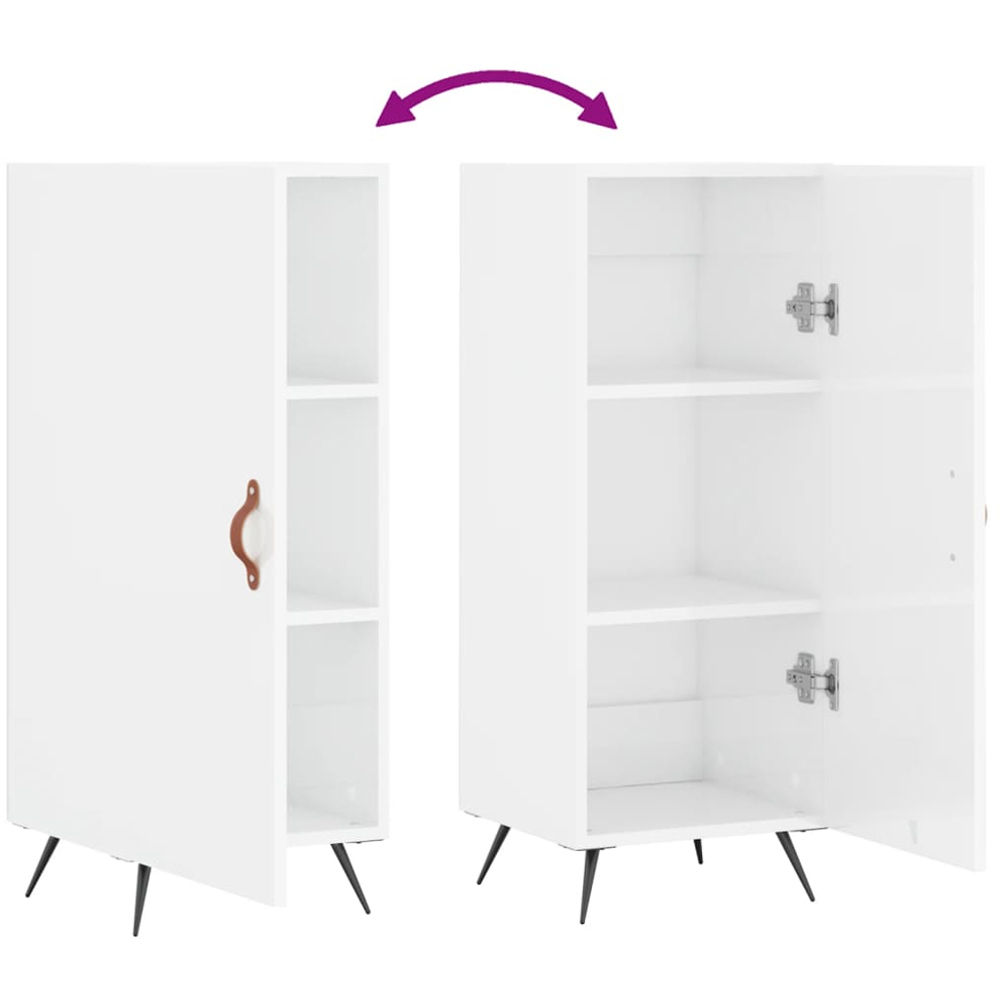 vidaXL Single Door High Gloss White Sideboard Image 9