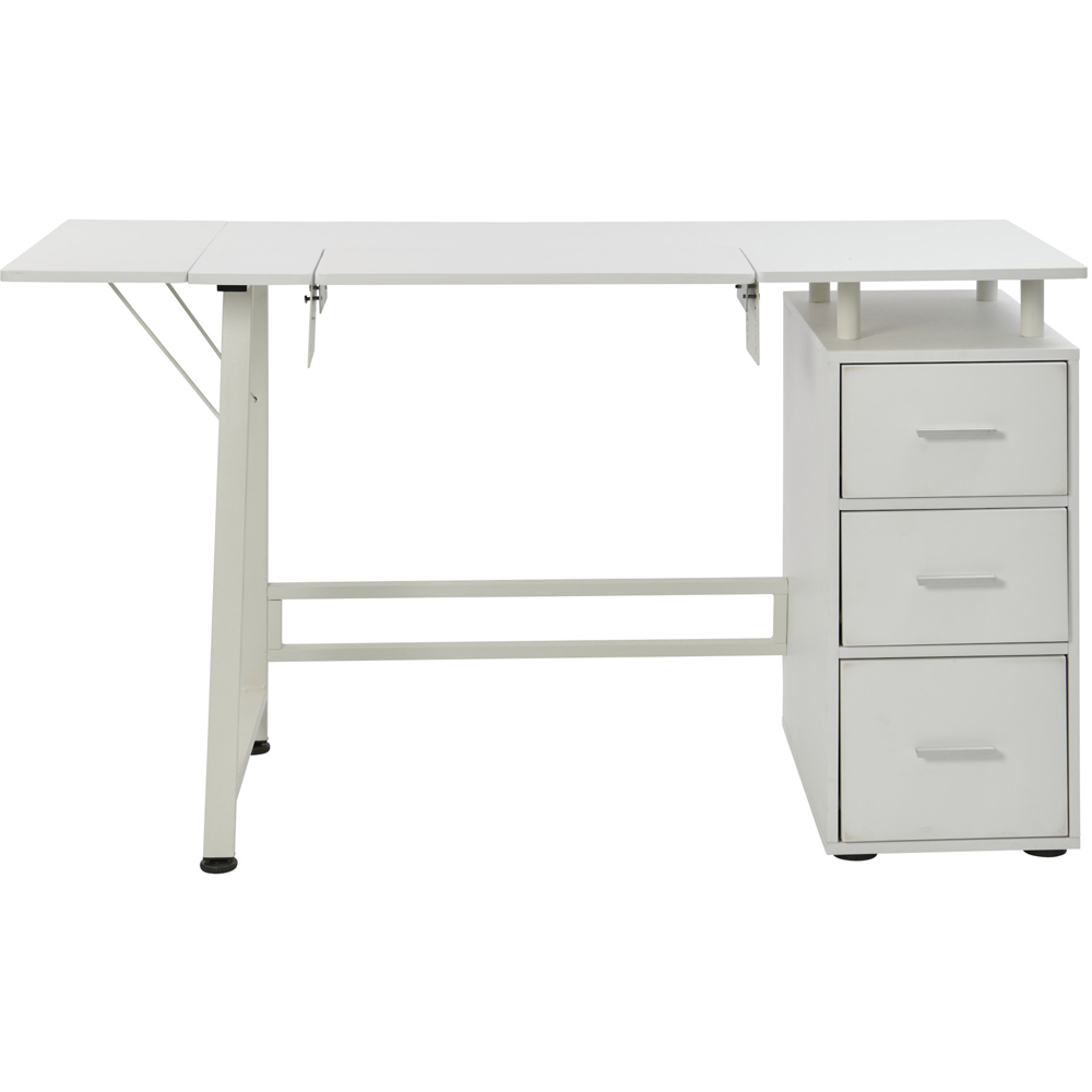 Sewing Online WC1011 3 Drawer White Large Sewing Table with Adjustable Platform Image 4