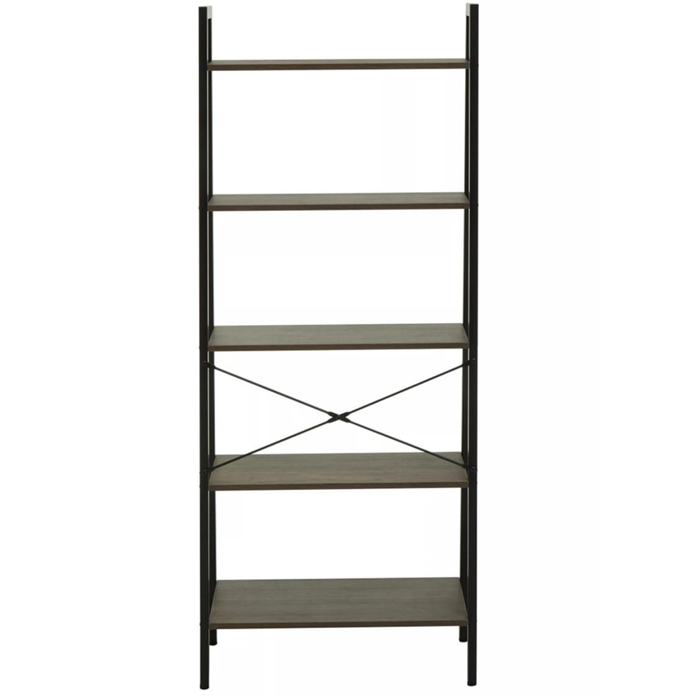 Premier Housewares Bradbury 5 Shelf Dark Oak Veneer Ladder Bookshelf Image 5