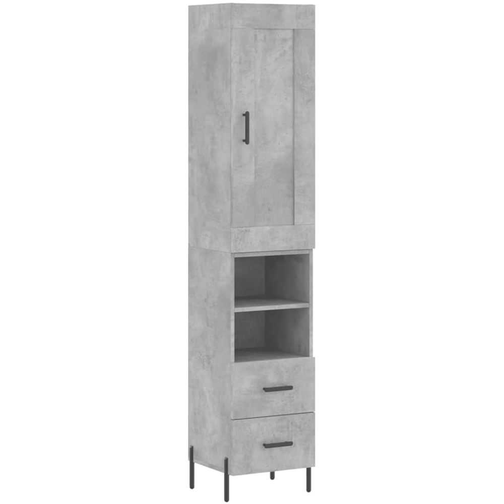 vidaXL Single Door 2 Drawer 2 Shelf Concrete Grey Highboard Image 2