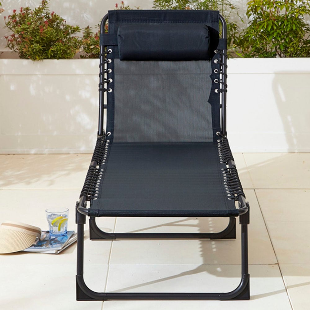 Neo Set of 2 Black Folding Sun Loungers Image 5