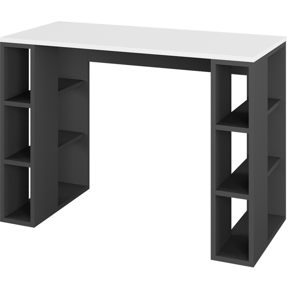 Decortie Colmar 6 Shelf Computer Desk White and Anthracite Grey Image 2