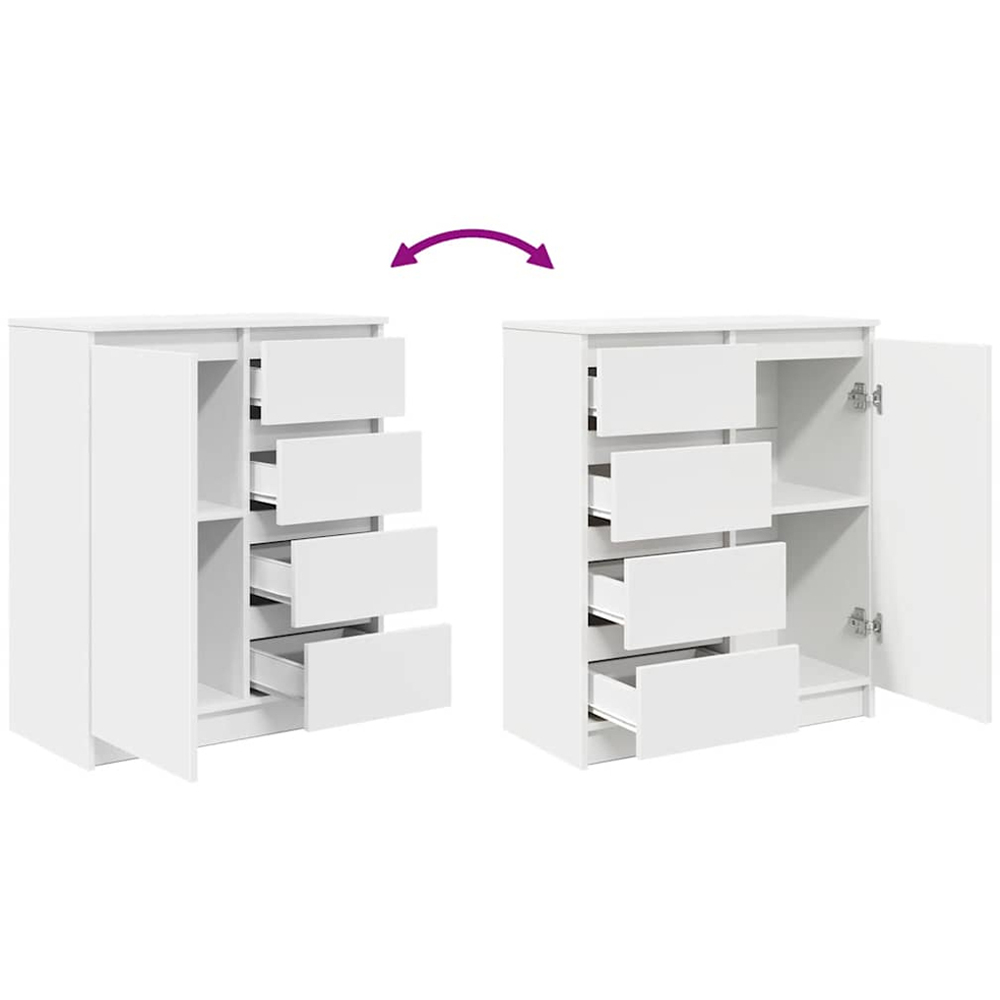 vidaXL Single Door 4 Drawer White Sideboard Image 8
