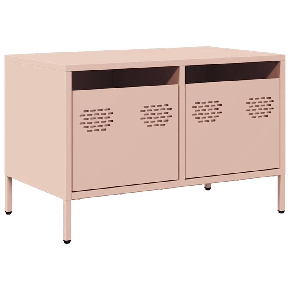 vidaXL 2 Drawer Pink Steel Industrial Style TV Cabinet Image 2