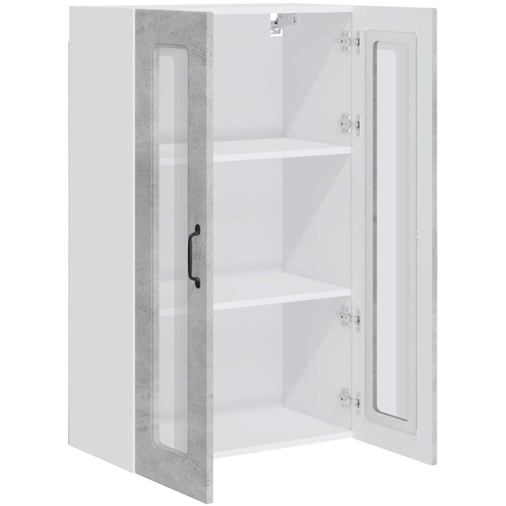 vidaXL 2 Glass Door Concrete Grey Kitchen Wall Cabinet Image 5