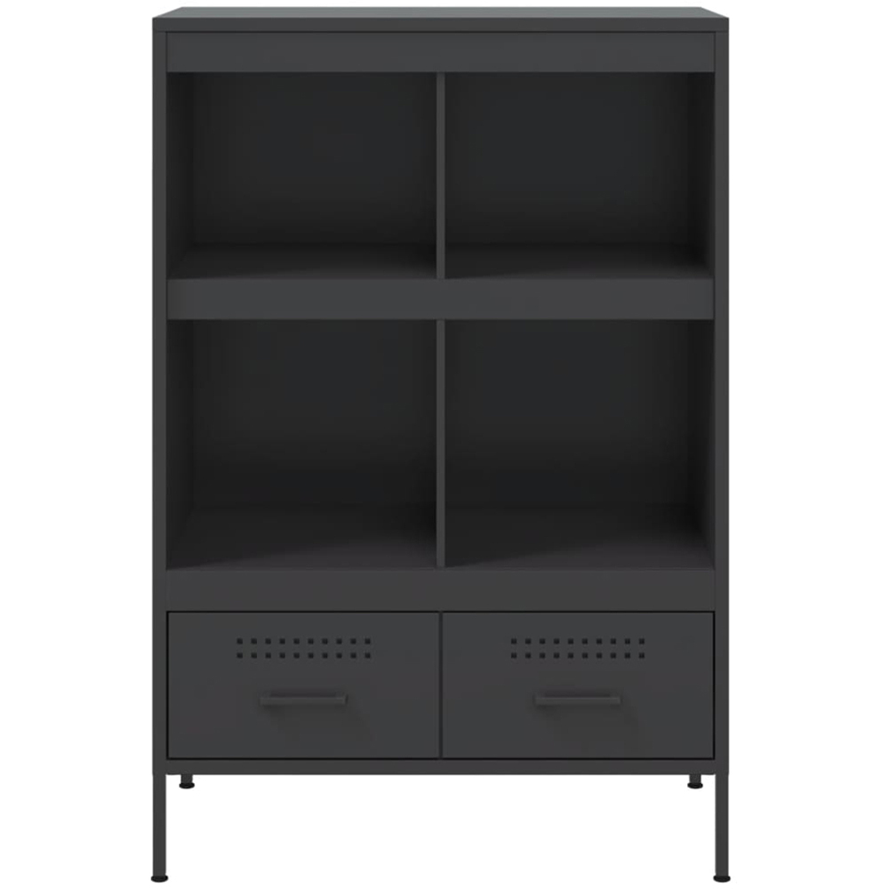 vidaXL 2 Drawer 4 Open Shelf Black Highboard Image 6