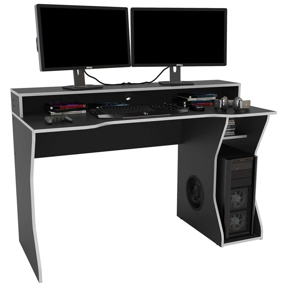 Enzo Gaming Computer Desk Black and White Image 3