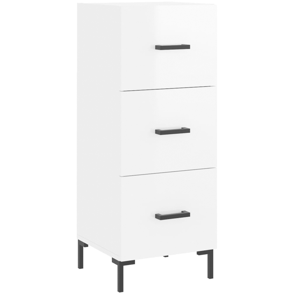 vidaXL 3 Drawer High Gloss White Sideboard Image 2