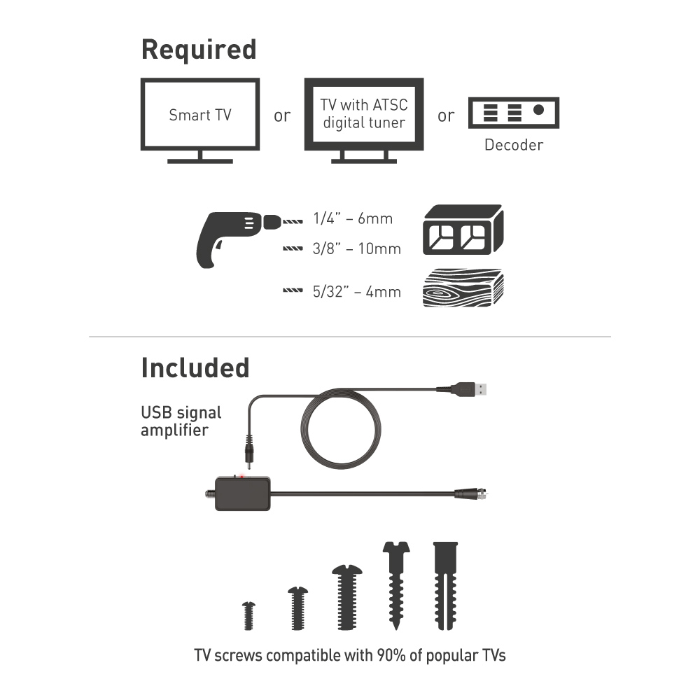 Barkan 13 to 90 inch Multi Position TV Wall Mount with Integrated HDTV Antenna Image 7