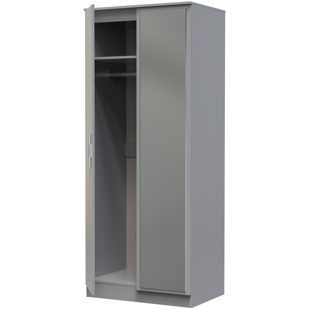 Crowndale Camden 2 Door Dusk Grey Mirrored Wardrobe Ready Assembled Image 6