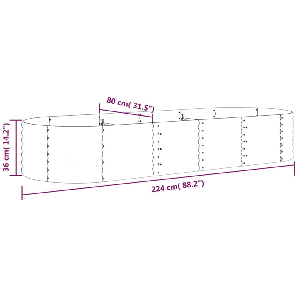 vidaXL Green Galvanised Steel Raised Garden Bed 36 x 80 x 224cm Image 5