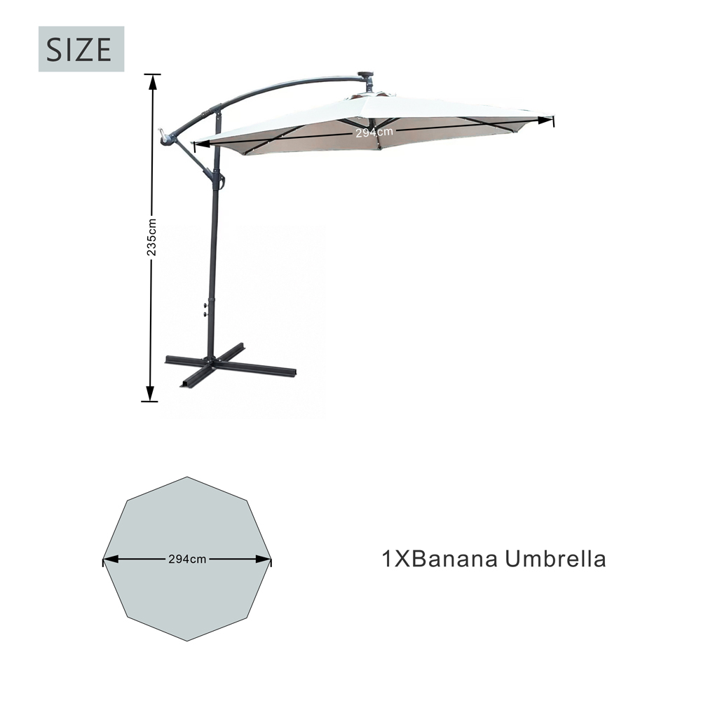 Direct Wicker Beige LED Tilt and Crank Hanging Cantilever Parasol 2.94m Image 8