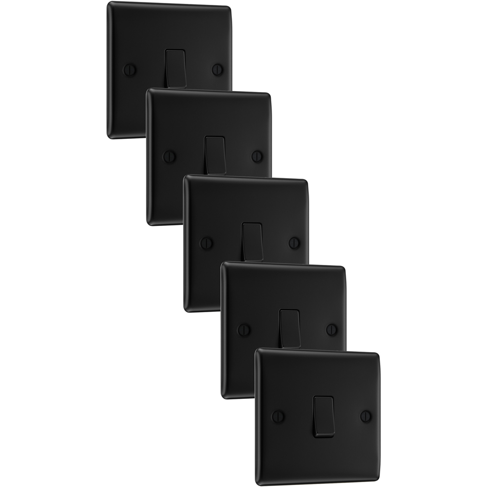 BG Nexus 2 Way 20A Matt Black Single Switch 5 Pack Image 1