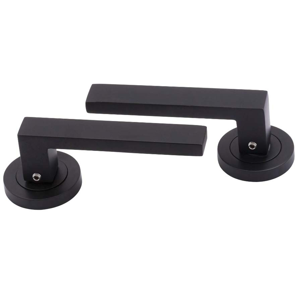Golden Grace Matte Black Delta Door Handle Set Image 1