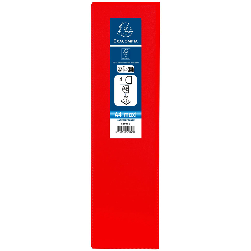 Exacompta Kreacover Red PP Personal 4D Ring Binder 60mm 10 Pack Image 4