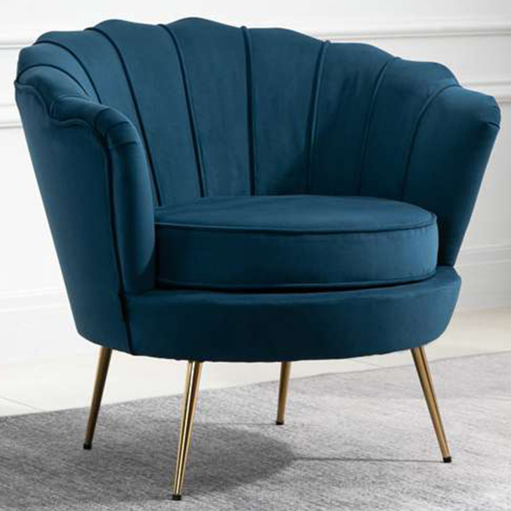 Ariel Blue and Gold Fabric Accent Chair Image 1