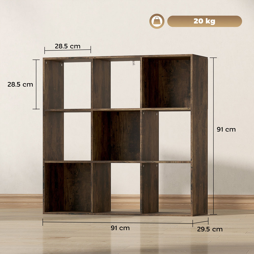 HOMCOM 9 Cube Rustic Brown Storage Unit Image 9