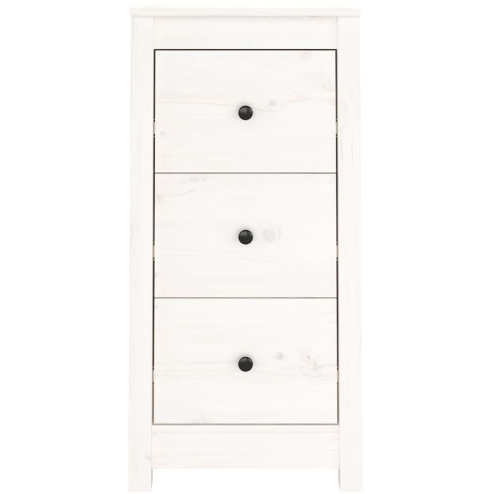 vidaXL 3 Drawer White Solid Pine Wood Sideboard Image 4