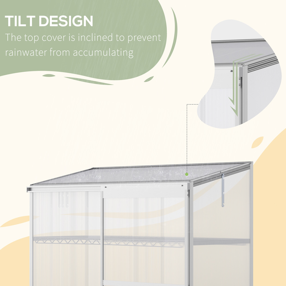Outsunny 3 Shelf Polycarbonate 4 x 2ft Cold Frame Greenhouse with Openable Roof Image 7