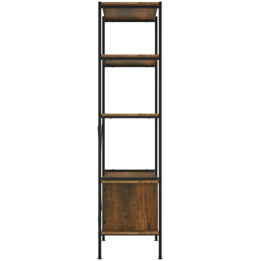 vidaXL 2 Sliding Door 3 Open Shelf Dark Brown Steel and Shelving Unit Image 5