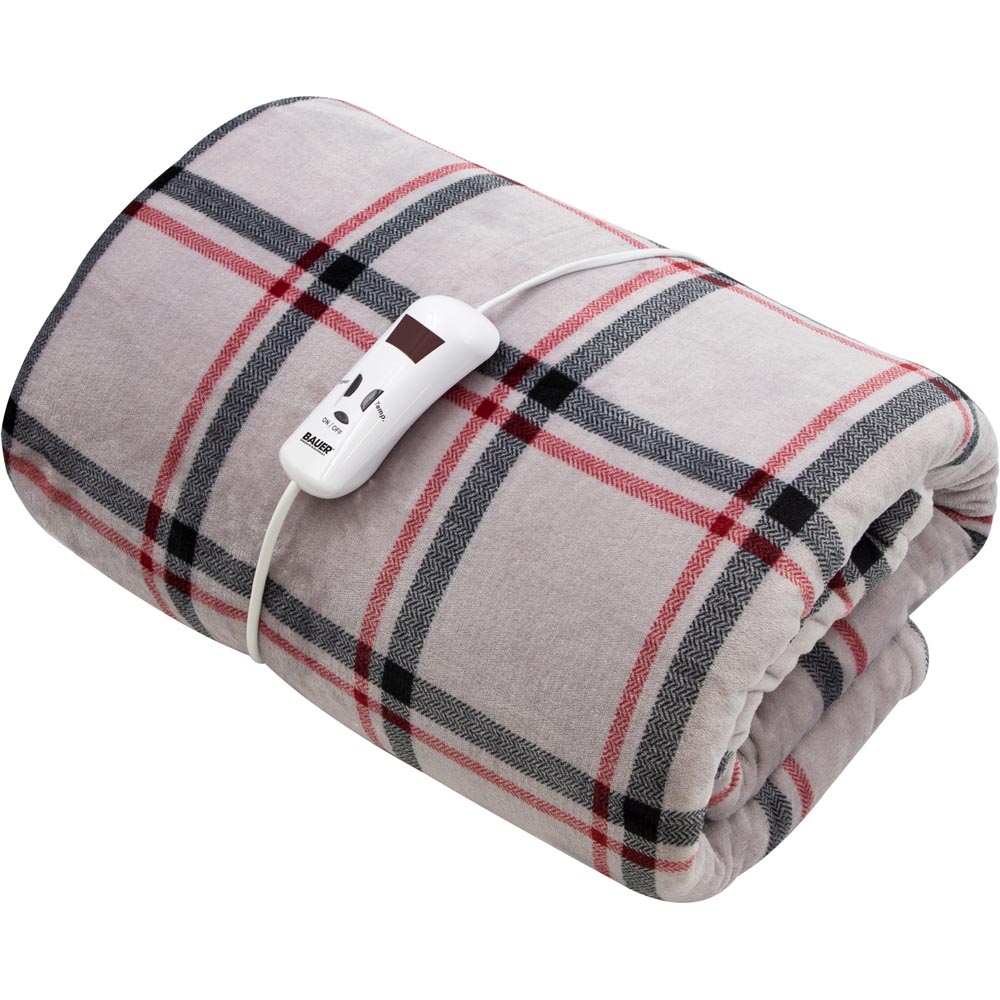 Bauer Luxury Plaid Soft Touch Heated Throw 120 x 160cm Image 1