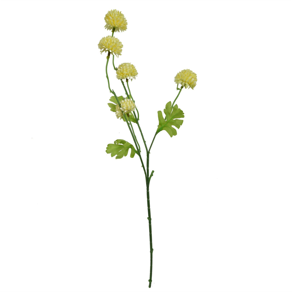 Leaf Yellow Dahlia Pompom Artificial Stem 50cm 6 Pack Image 3