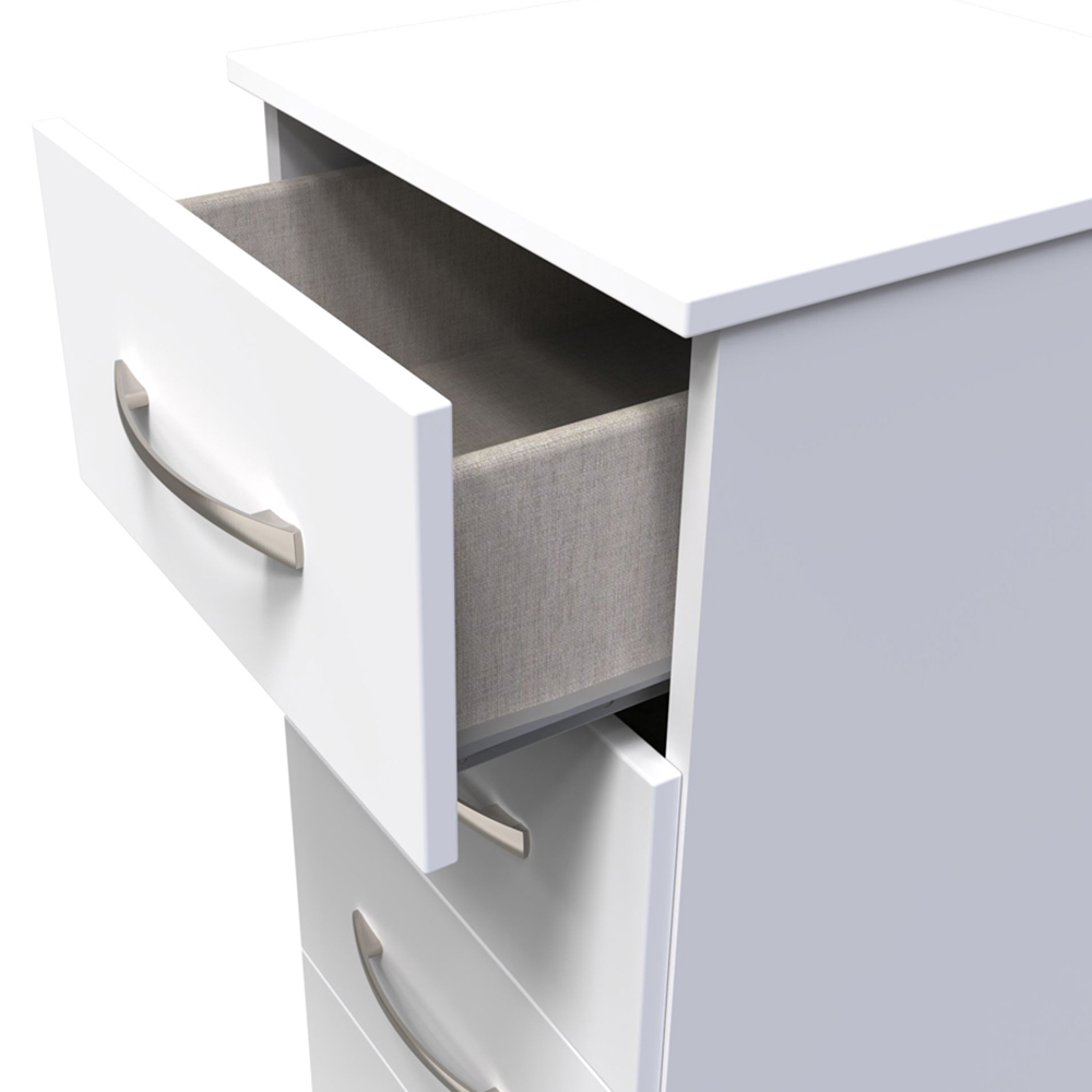 Crowndale Avon 5 Drawer White Matt Tall Bedside Cabinet Ready Assembled Image 6