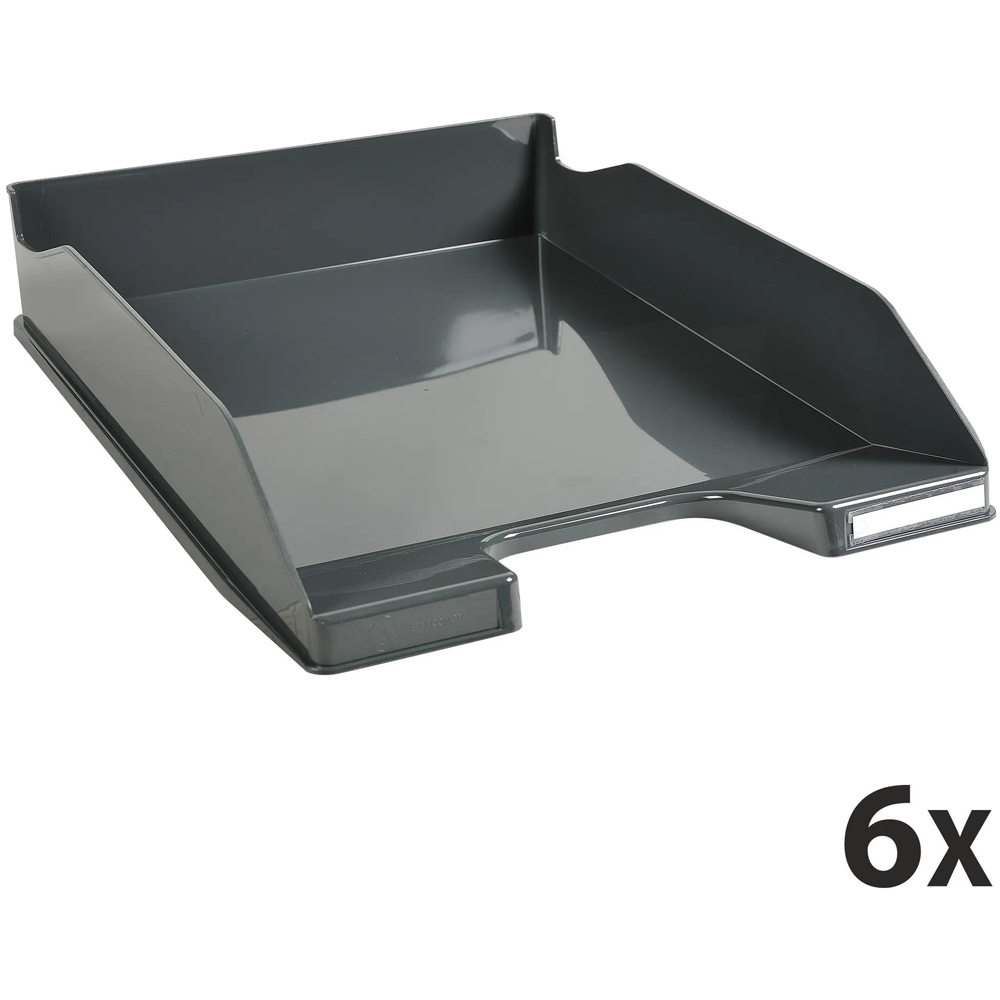 Exacompta Dark Grey Gloss Letter Tray 6 Pack Image 5