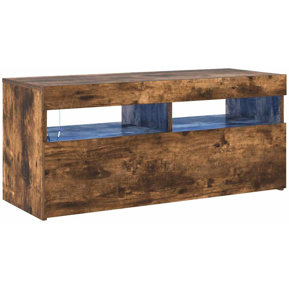 vidaXL 2 Flap Door Smoked Oak TV Cabinet with LED Lights Image 2