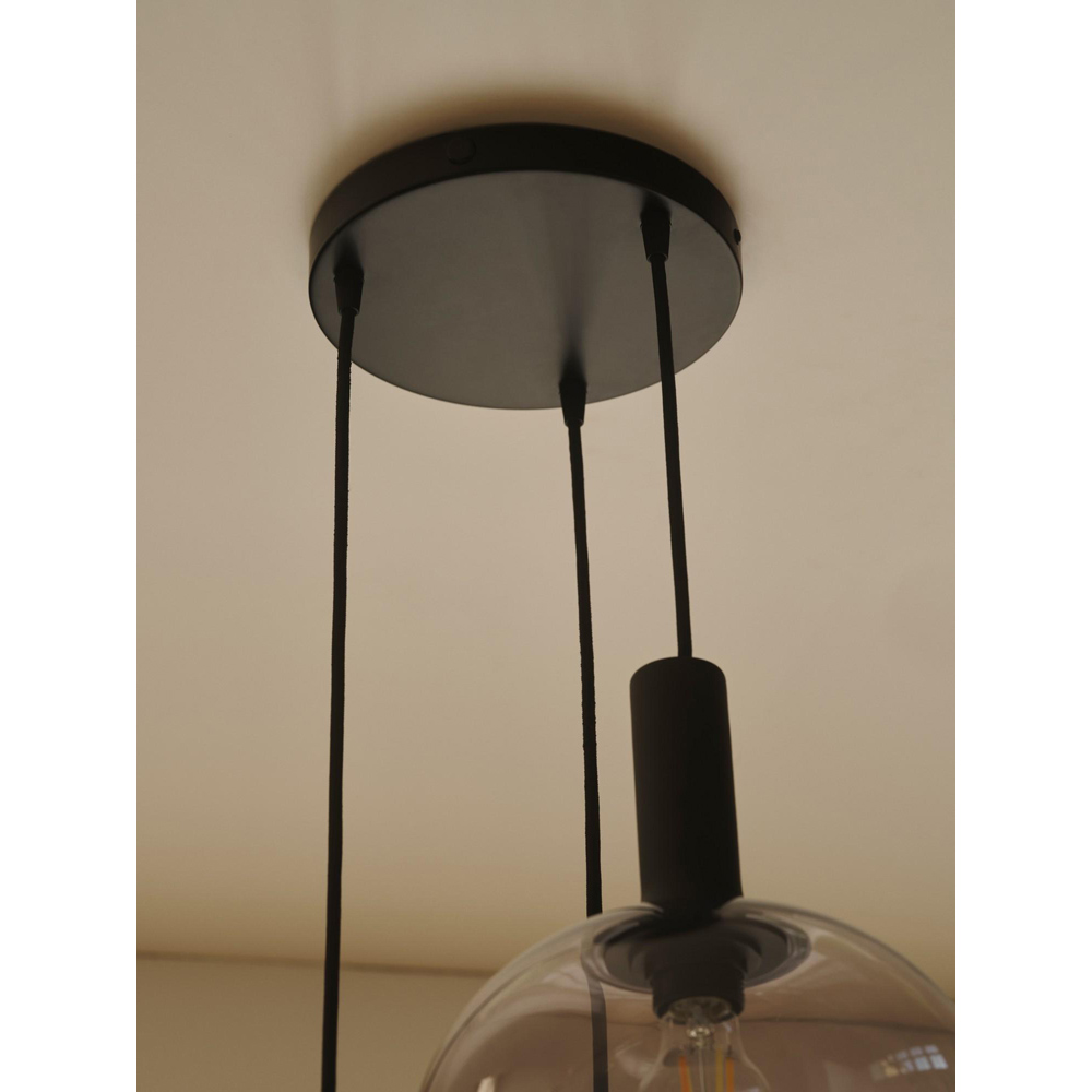 Nordlux Luana 3-Exits Black Metal Pendant Light Canopy Image 2