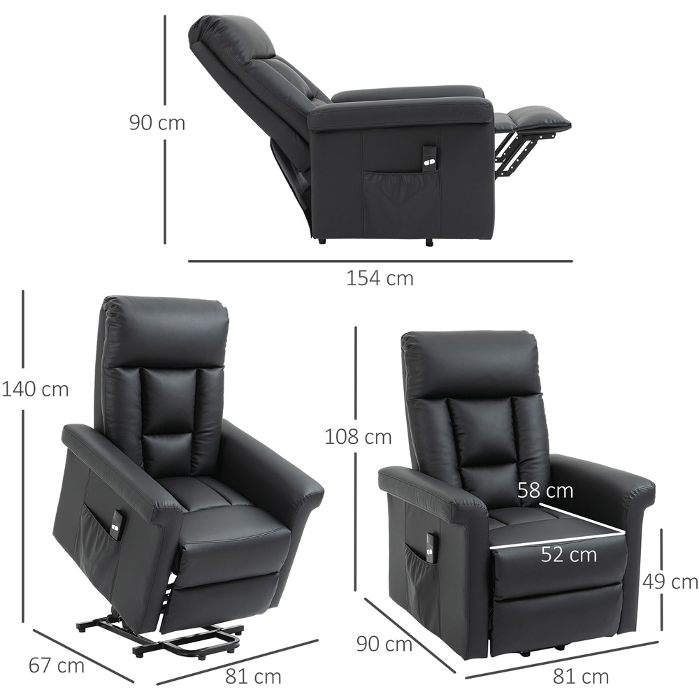 Portland Black PU Leather Power Lift Recliner Chair with Remote Image 7