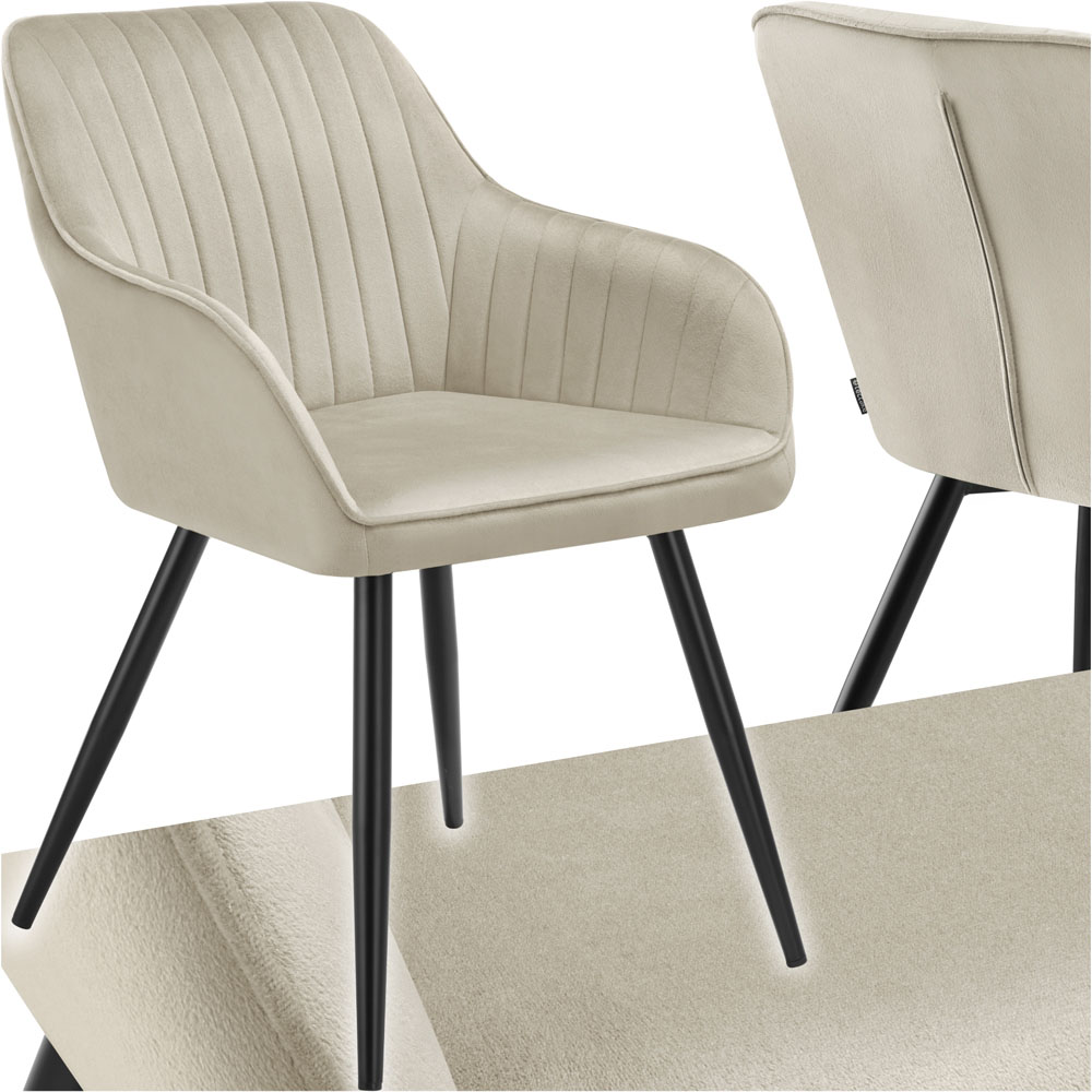 tectake Marilyn Cream and Black Quilted Velvet Continuous Backrest Chair Image 2