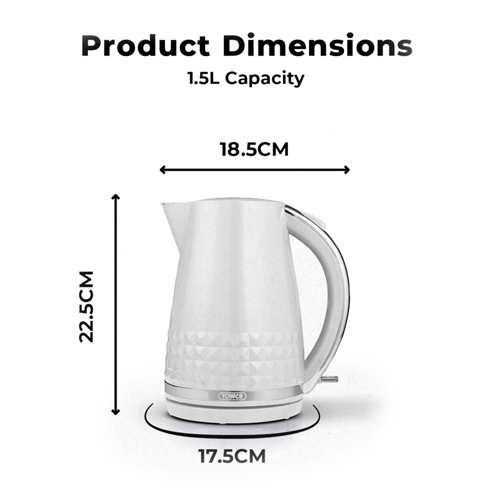 Tower T10075WHT Solitaire White Chrome Accents 1.5L Kettle 3KW Image 5