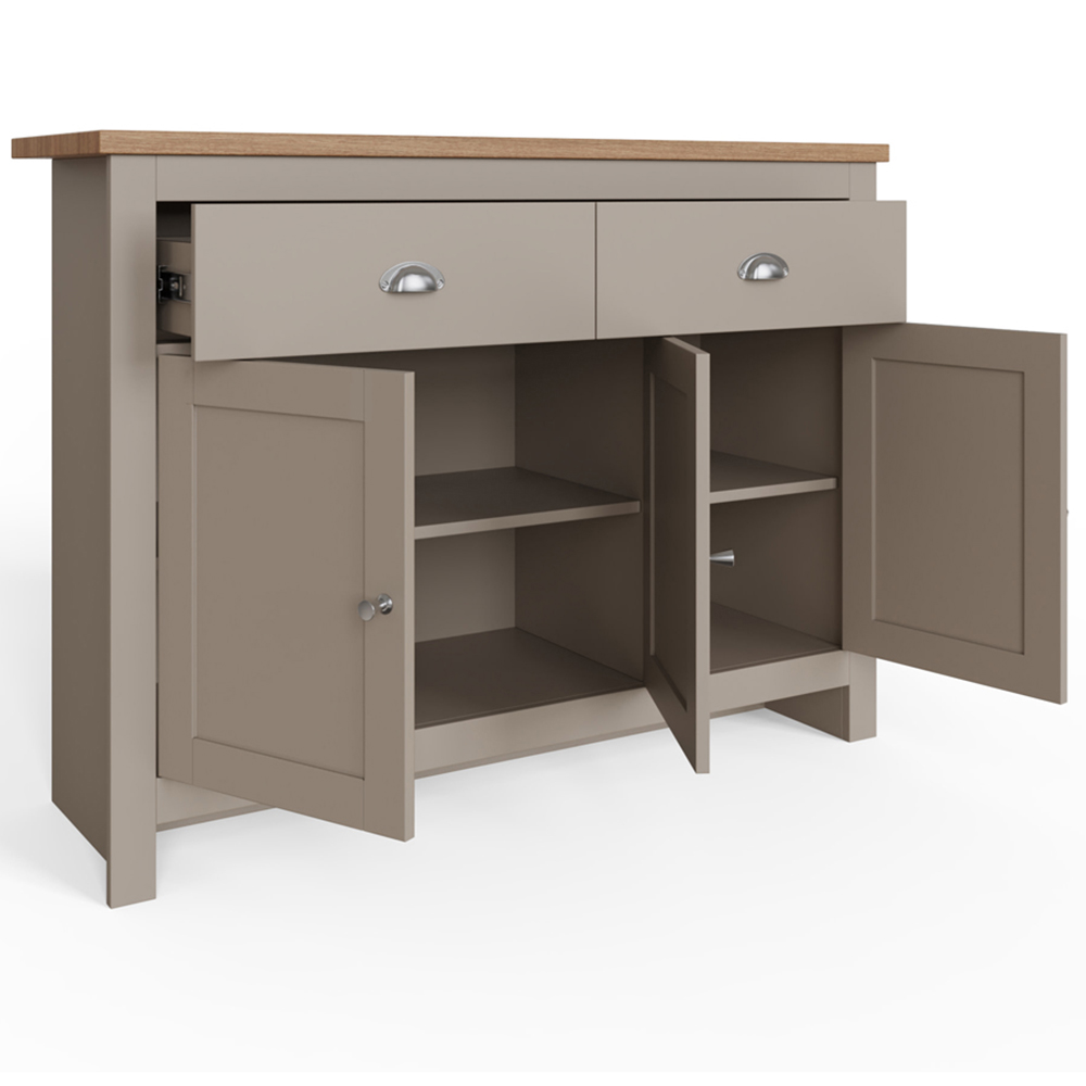 GFW Lancaster 3 Door 2 Drawer Grey Large Sideboard Image 3