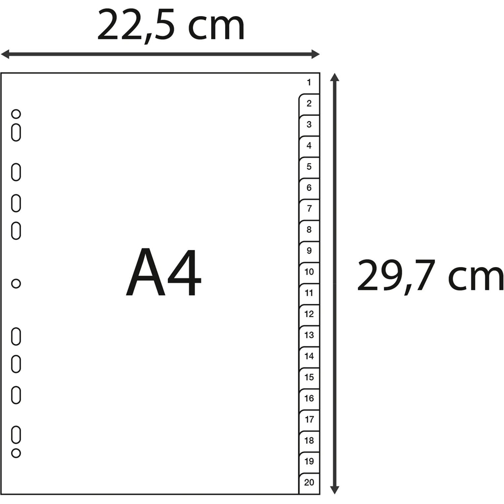 Exacompta A4 Grey Recycled Polypropylene 1-20 Divider 20 Pack Image 6