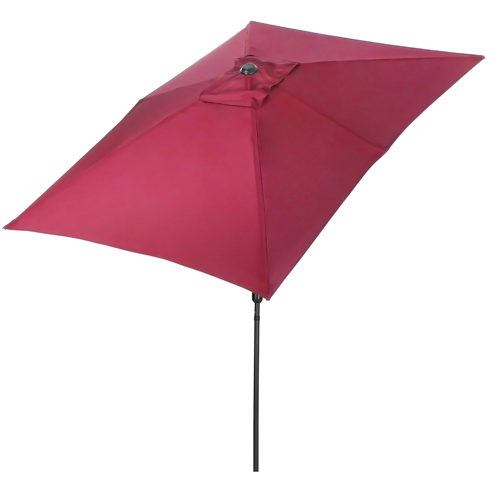 Living and Home Red Square Crank Tilt Parasol with Rattan Effect Base 3m Image 3