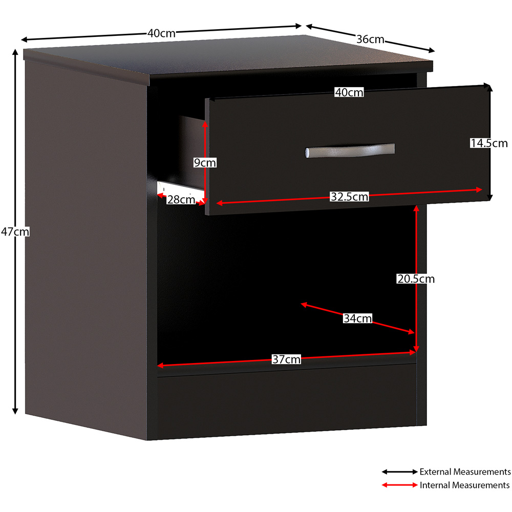 Vida Designs Riano Single Drawer Black Bedside Table Image 8