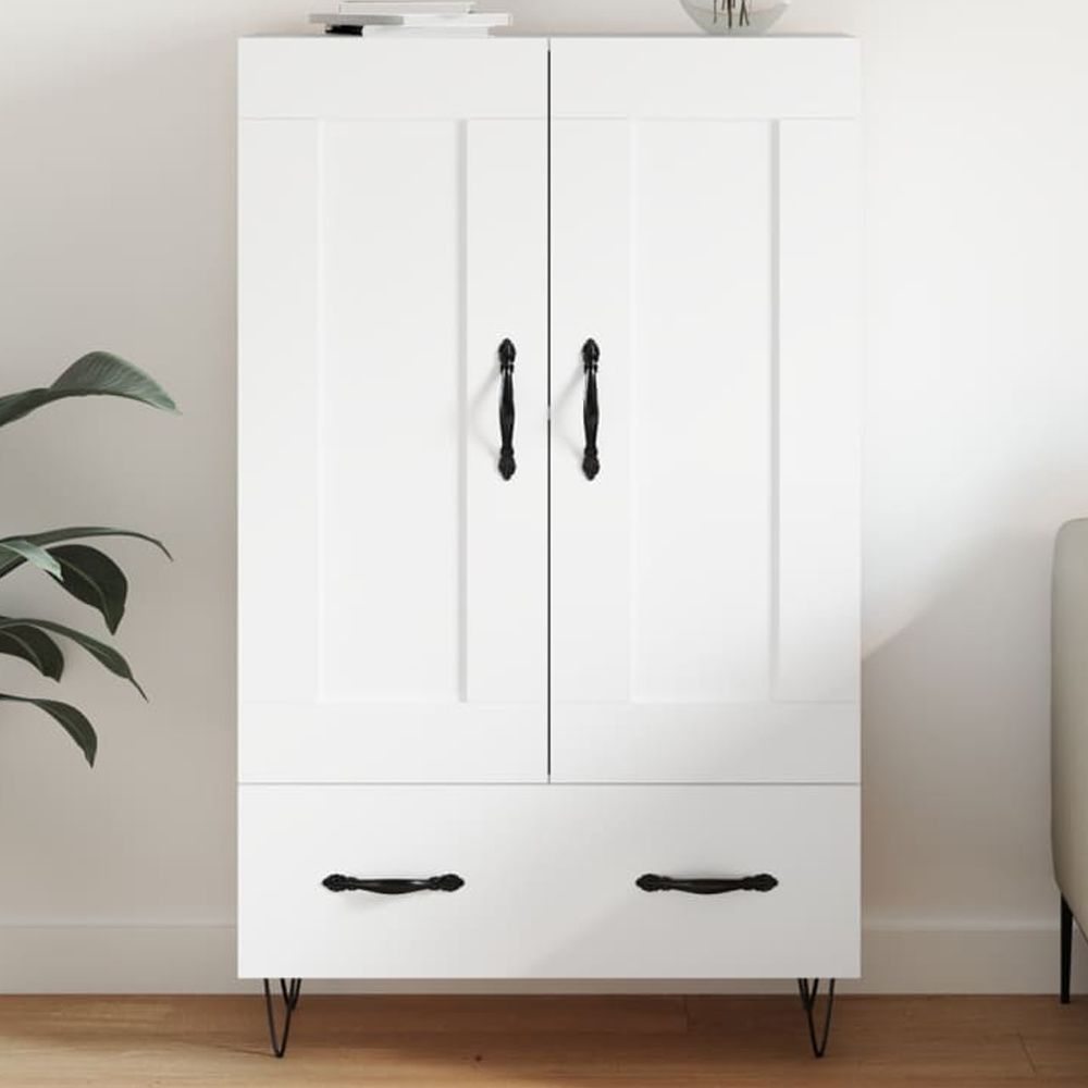 vidaXL 2 Door Single Drawer White Highboard Image 1