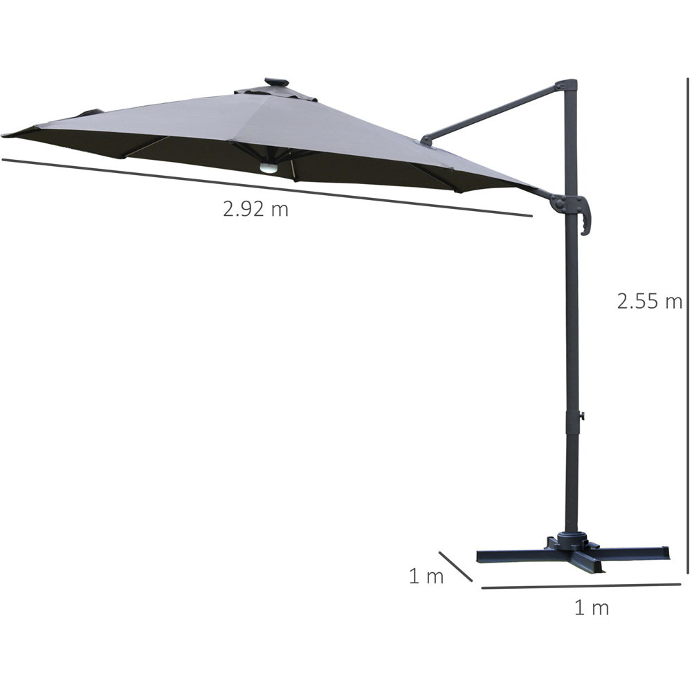 Outsunny Grey Solar LED Rotating Cantilever Roma Parasol with Cross Base 3m Image 7