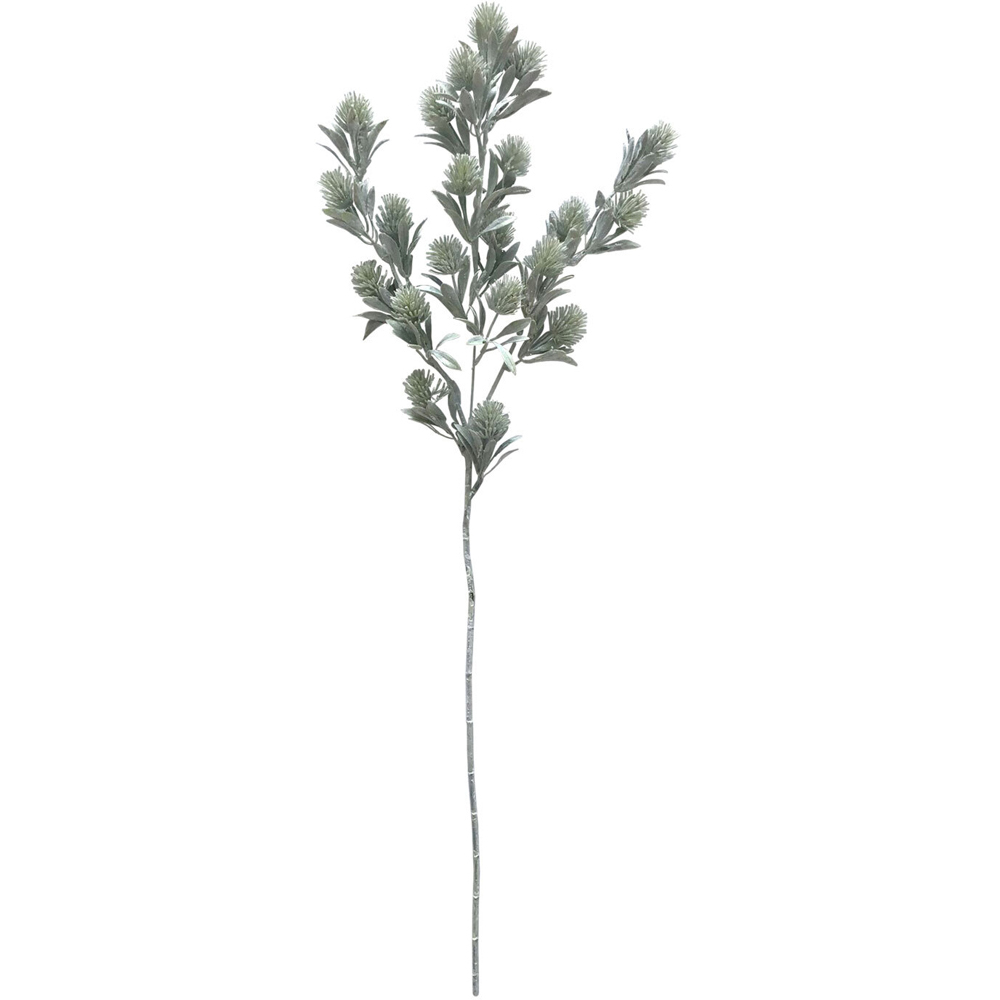 Silver Sparkle Pom Pom Single Stem Artificial Flower Image
