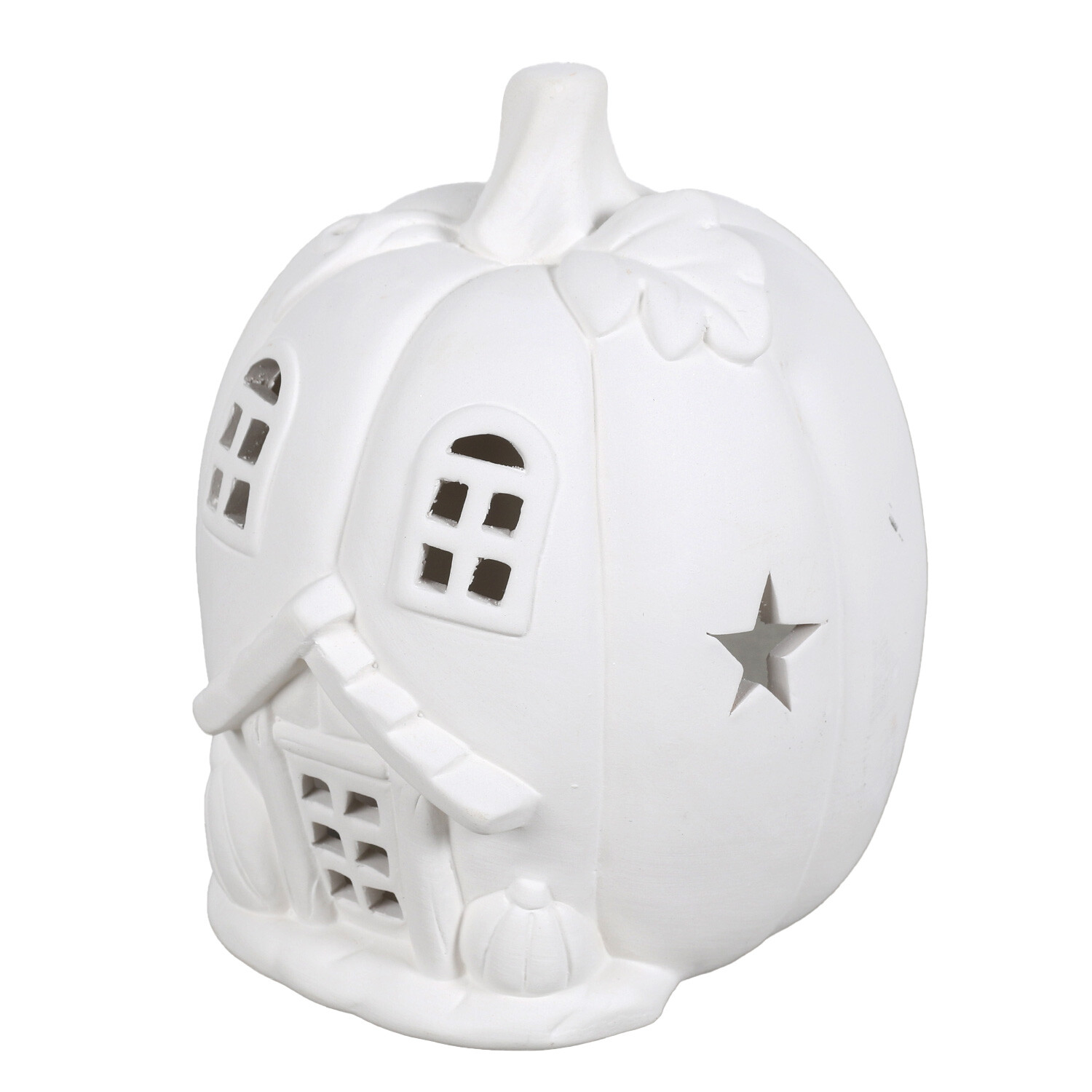 Paint Your Own Ceramic Pumpkin House - White Image 2