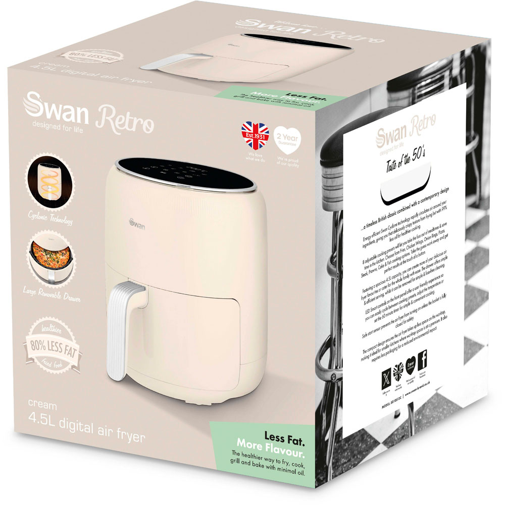 Swan Retro SD10513C Cream Digital Air Fryer 4.5L Image 8