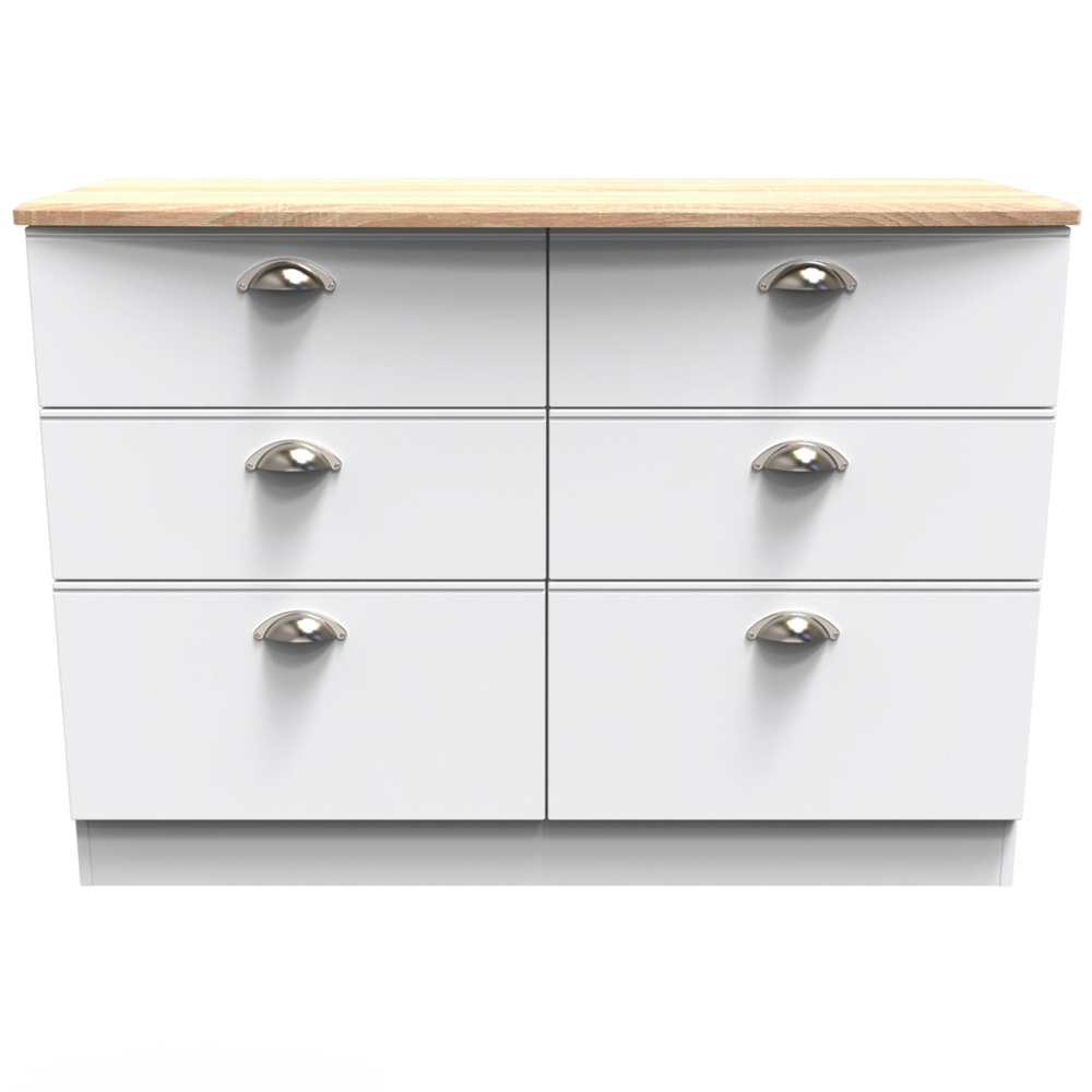 Crowndale Victoria 6 Drawer White Ash and Oak Chest of Drawers Image 2