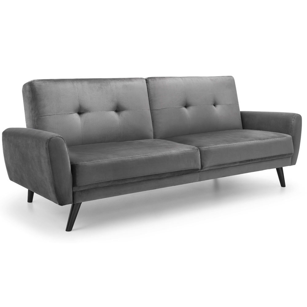 Julian Bowen Monza 2 Seater Dark Grey Velvet Sofa Bed Image 2