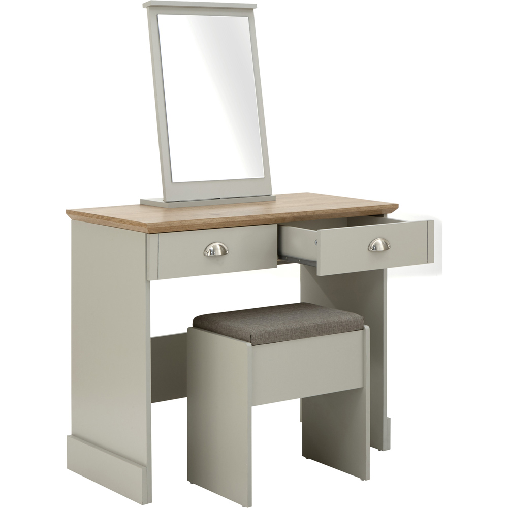 GFW Kendal Grey Dressing Table Set with Mirror Image 3