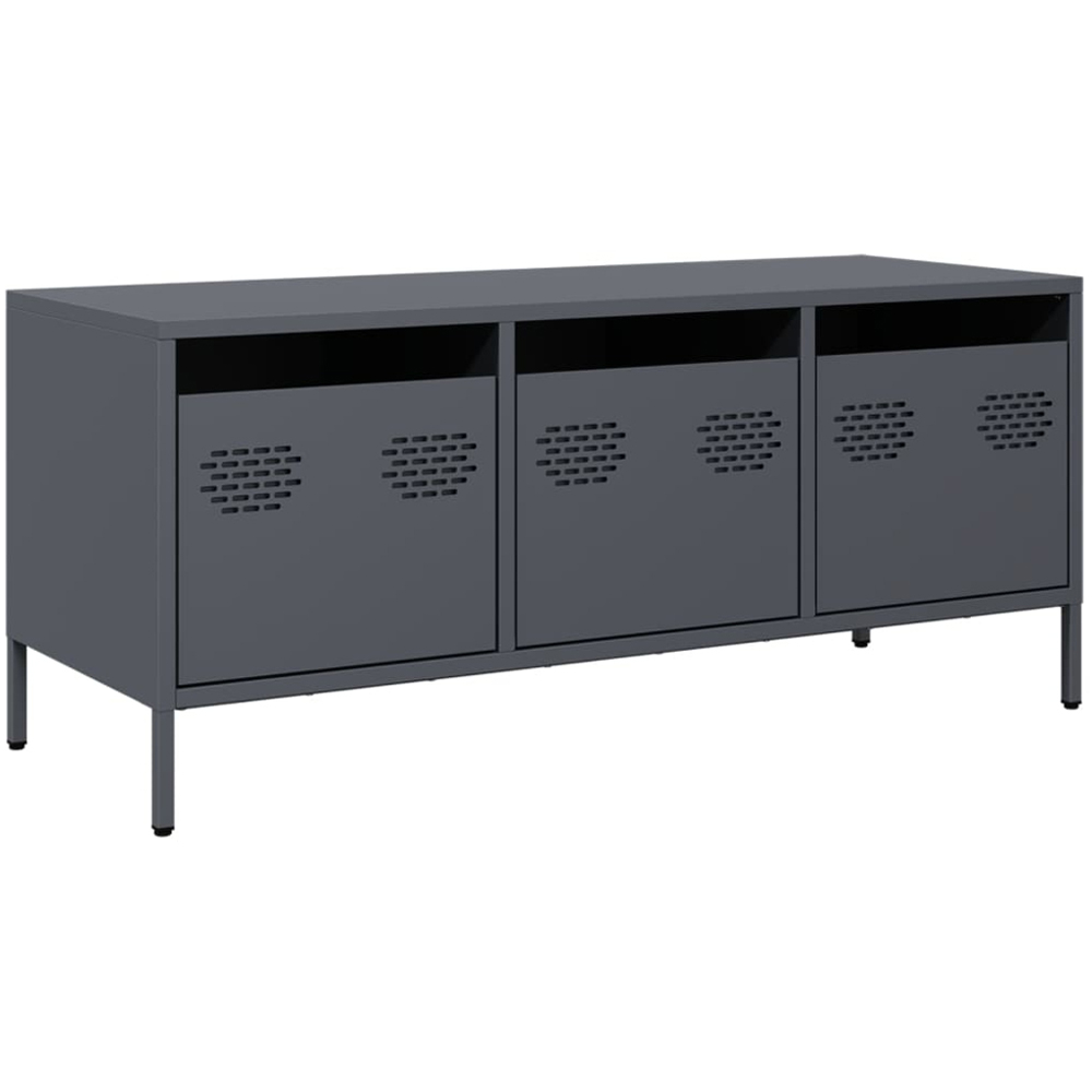 vidaXL 3 Drawer Anthracite Steel TV Cabinet Image 2