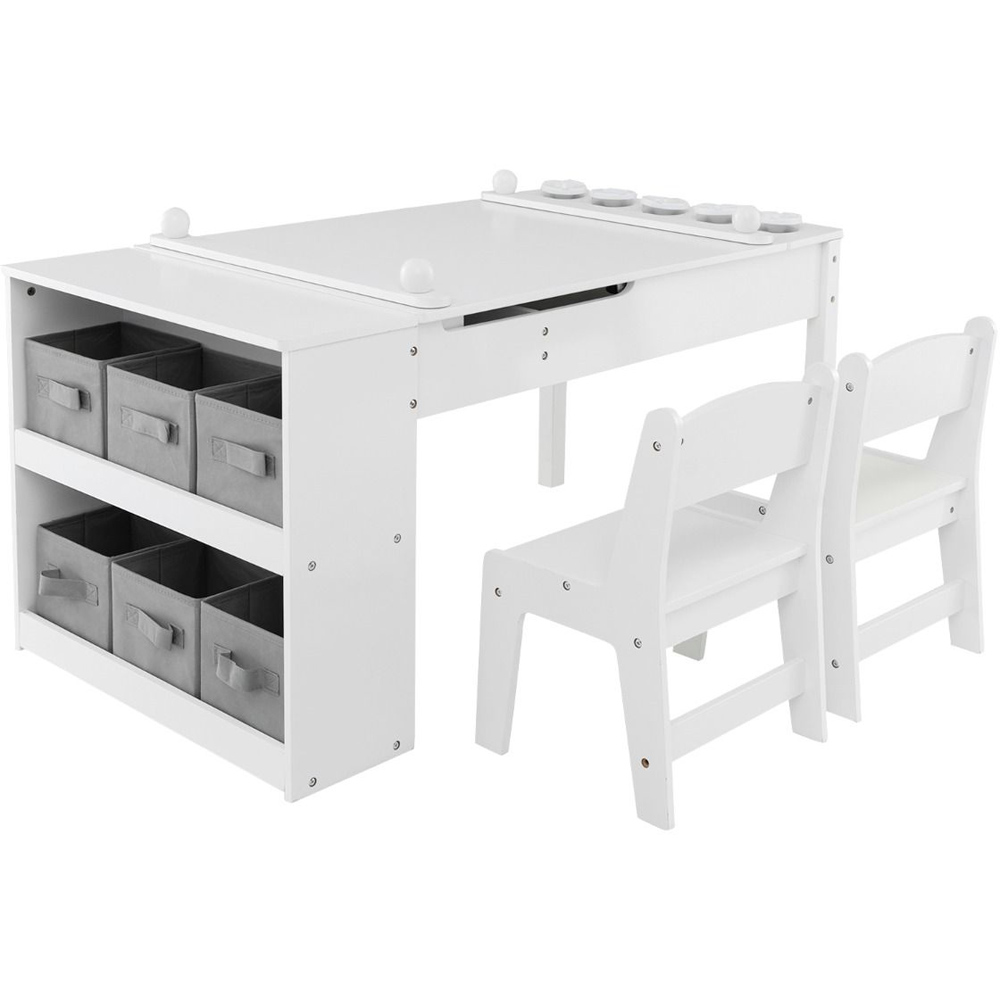 Costway White Kids 2 in 1 Table and Chair Set Image 2