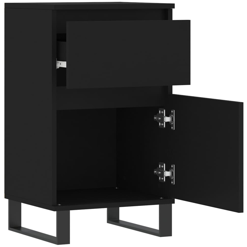 vidaXL Single Door Single Drawer Black Wooden Sideboard Set of 2 Image 7