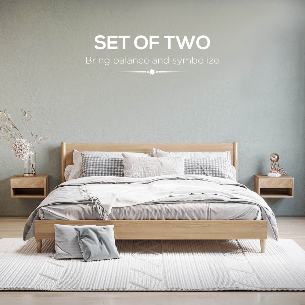 Portland Natural Wall Mounted Bedside Table Set of 2 Image 4
