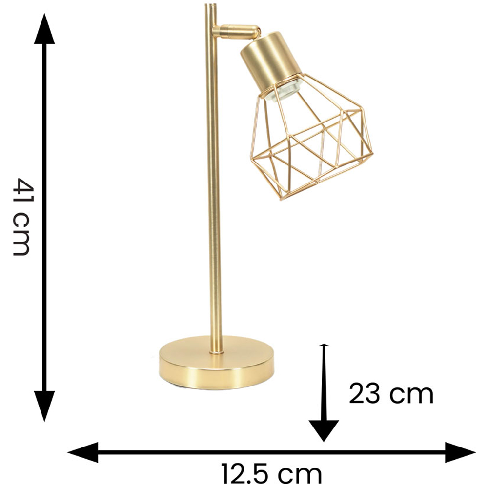 ValueLights Angus Brushed Gold Metal Geometric Basket Shade LED Table Lamp Image 6